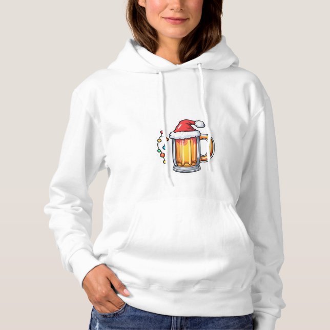 Pull À Capuche Caricature de la bière de Noël (Devant)
