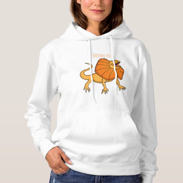 Pull À Capuche Caricature de lézard à col frisé orange (Devant)
