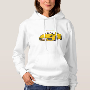 Pull À Capuche Caricature de voiture sport jaune joyeux
