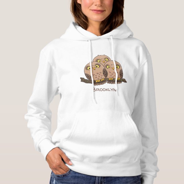 Pull À Capuche Caricature en trio de chouette (Devant)