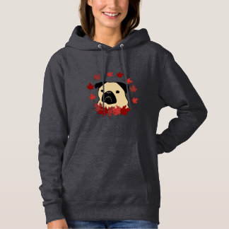 Pull À Capuche Carlin d'automne avec Feuilles, Citrouilles et tou