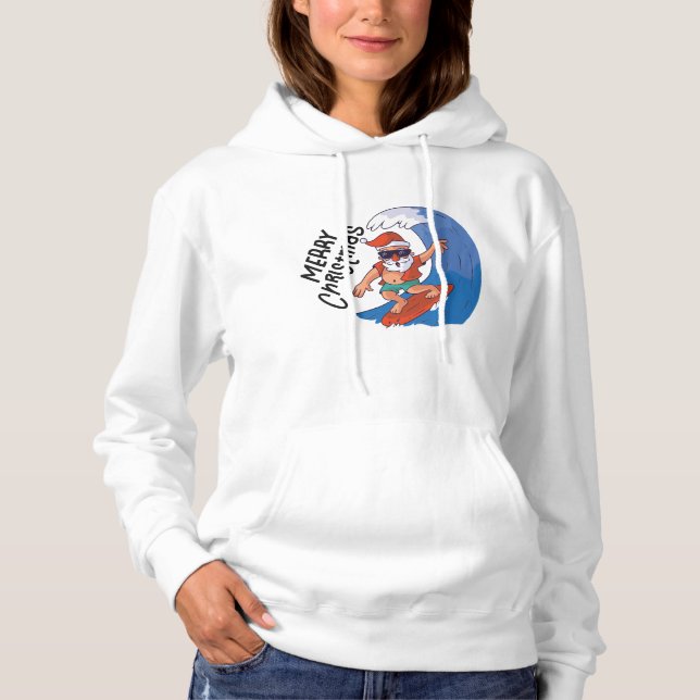 Pull À Capuche Carte Noël en Juillet Autocollant Rond Classique N (Devant)