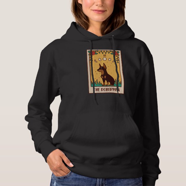 Pull À Capuche Carte Tarot Occult Magie Occultisme Chien Doberman (Devant)