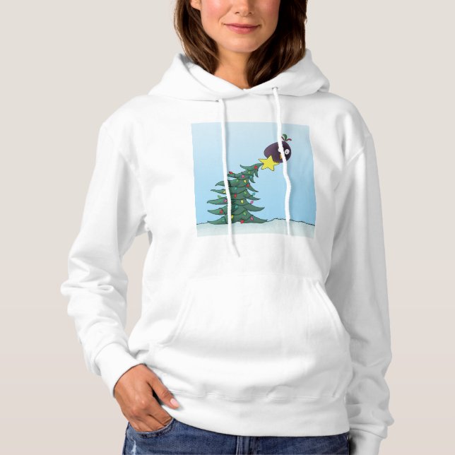 Pull À Capuche Cartographie Oiseau Noël étoile Arbre de Noël (Devant)