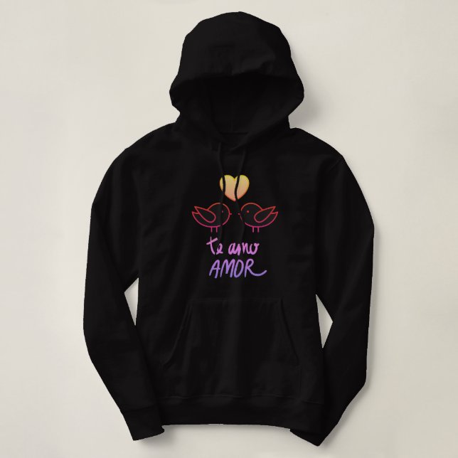 Pull À Capuche casaco moletom feminino pássaros românticos  (Design devant)
