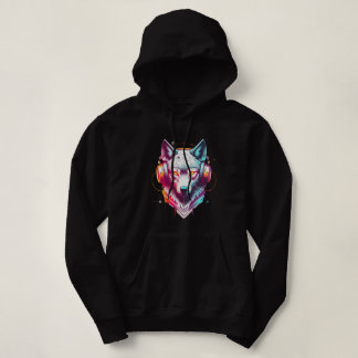Pull À Capuche Casque Neon Cyber Wolf Y2K