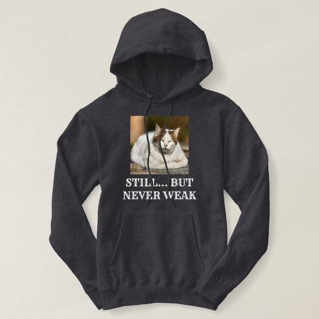 Pull À Capuche Cat Lover Dark Grey Custom White Text Pet Photo (Design devant)