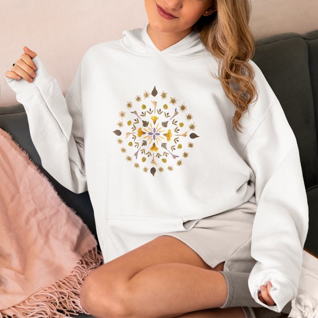Pull À Capuche Cercle Botanique Fleur Pressée D'après l'Original  (Créateur téléchargé)
