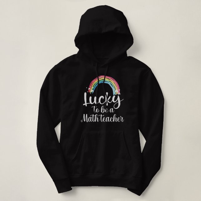 Pull À Capuche chanceux d'être professeur de maths (Design devant)