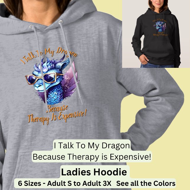 Pull À Capuche Changer le texte, je parle Ma thérapie dragon est  (Créateur téléchargé)