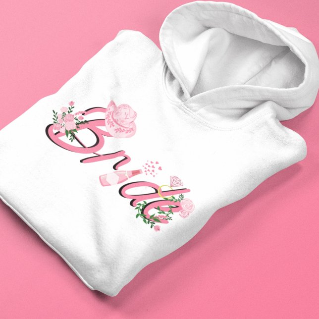 Pull À Capuche Chapeau de cowboy rose avec fleurs de mariée  (Créateur téléchargé)