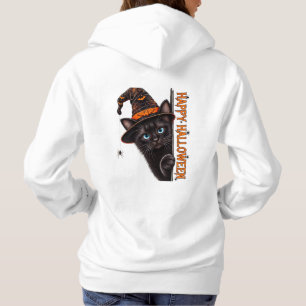 Pull À Capuche Chapeau de sorcière chat noir effrayant Halloween