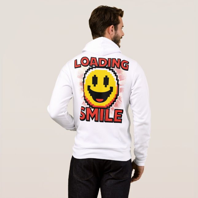 Pull À Capuche Chargement de Smile – Visage Sourire Rétro en Pixe (Dos entier)