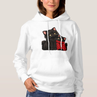 Pull À Capuche Charmant Sweatshirt Chat Noir - Cozy Black Cat ave