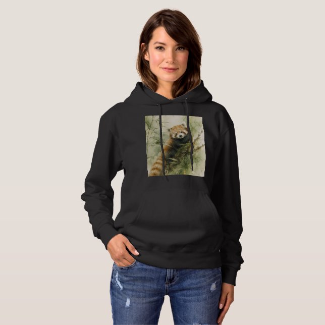 Pull À Capuche Charme Rustique du Panda Rouge (Devant entier)