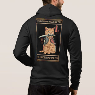 Pull À Capuche Chat Amusant Samurai Tout Vous Tuera