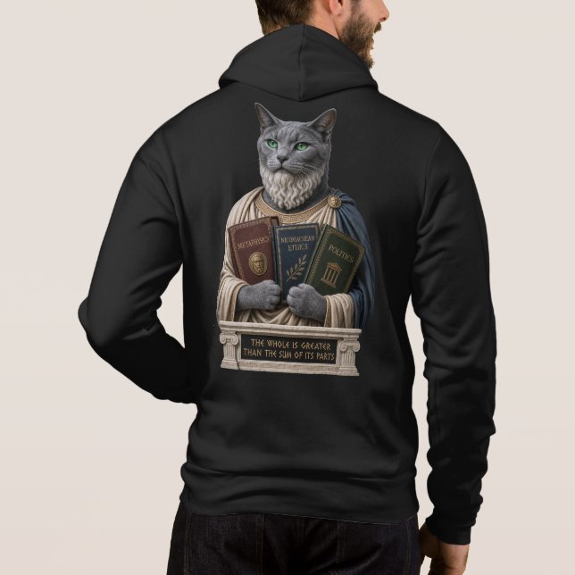 Pull À Capuche Chat Aristote Bleu Russe (Dos)