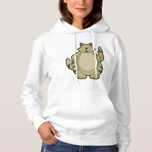 Pull À Capuche Chat avec crème glacée gaufre (Devant)