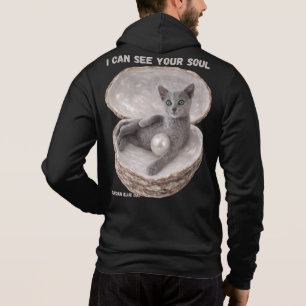 Pull À Capuche Chat Bleu Russe - Je peux voir ton âme