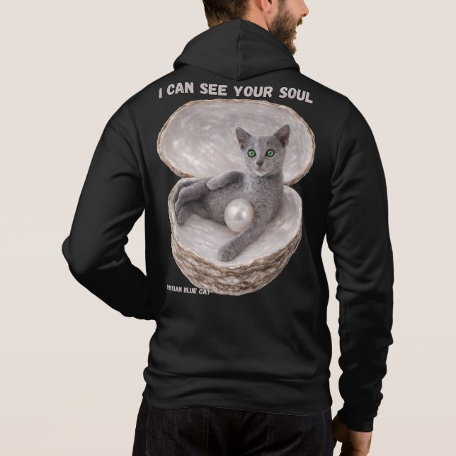 Pull À Capuche Chat Bleu Russe - Je peux voir ton âme (Dos)