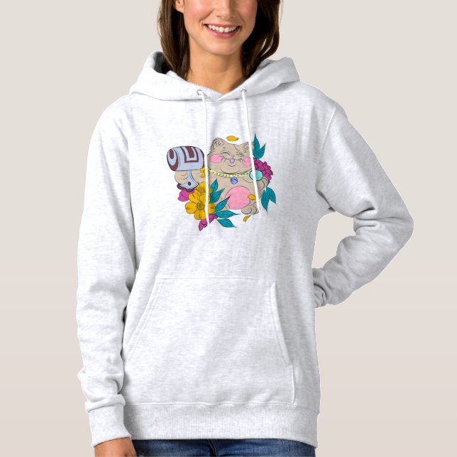 Pull À Capuche chat chanceux (Devant)