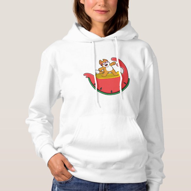 Pull À Capuche Chat comme surfer avec Watermelon (Devant)