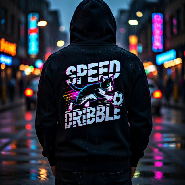 Pull À Capuche Chat de foot cool en dribble rapide pour athlètes  (Créateur téléchargé)
