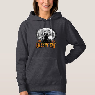 Pull À Capuche Chat effrayant Halloween Dessin de gravure vintage