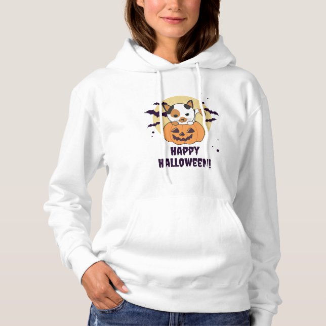 Pull À Capuche Chat En Citrouille Chats Doux Joyeux Halloween (Devant)