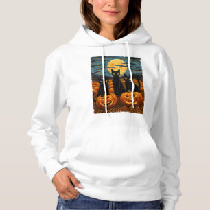 Pull À Capuche Chat Halloween Amoureux des Chats Nuit Étoilée Cha