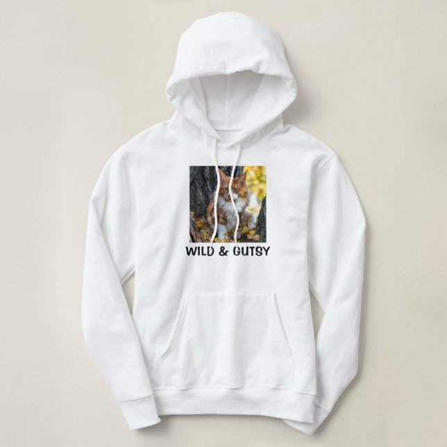 Pull À Capuche Chat Maine Coon rouge personnalisé blanc noir anim (Design devant)