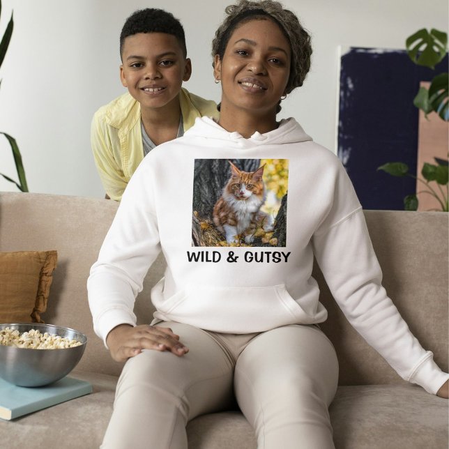 Pull À Capuche Chat Maine Coon rouge personnalisé blanc noir anim (Créateur téléchargé)