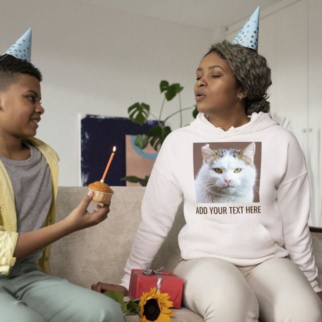 Pull À Capuche Chat mignon personnalisé amateur de chat Brun cend (Créateur téléchargé)