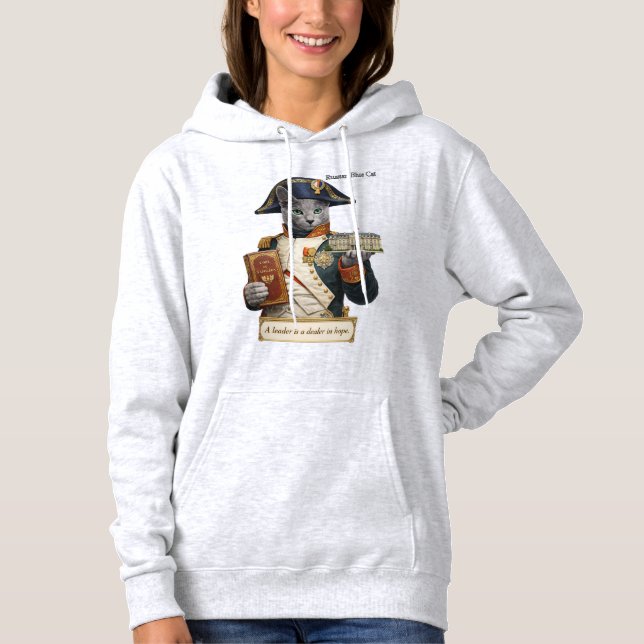 Pull À Capuche Chat Napoléon Bonaparte Bleu Russe (Devant)