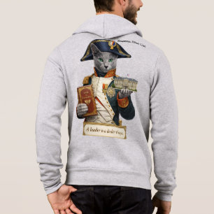 Pull À Capuche Chat Napoléon Bonaparte Bleu Russe