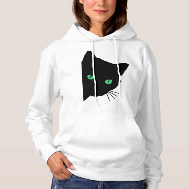 Pull À Capuche chat noir aux yeux verts (Devant)