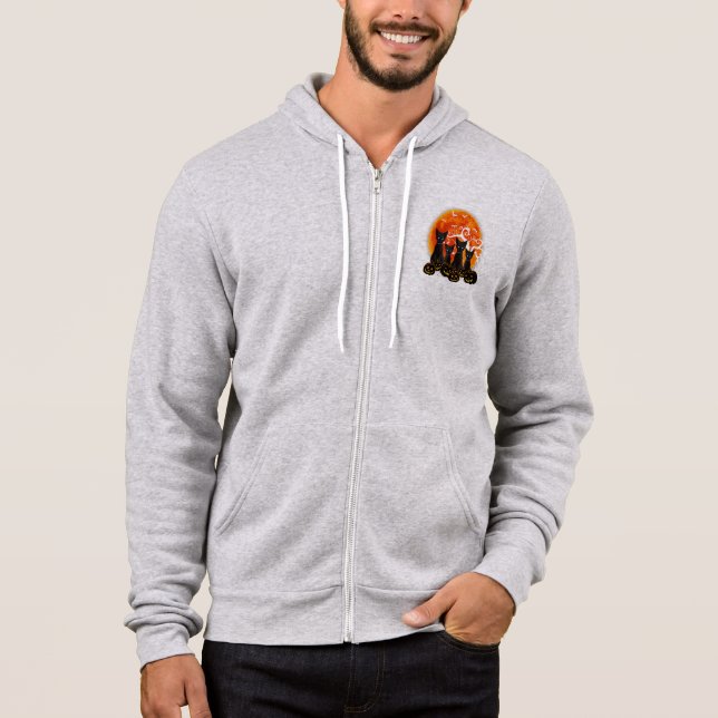 Pull À Capuche Chat noir Halloween Citrouilles effrayants Lune Ch (Devant)