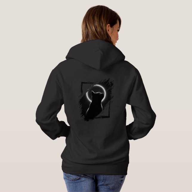 Pull À Capuche Chat noir moderne halo artistique (Dos entier)