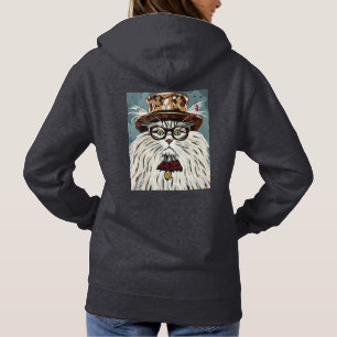 Pull À Capuche Chat portant un casquette et lunettes