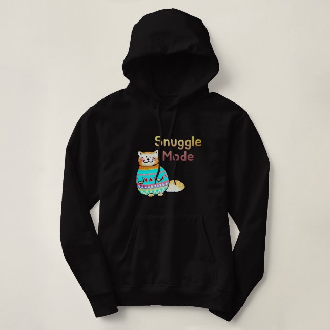 Pull À Capuche Chat roux mignon en mode câlin (Design devant)