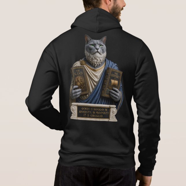 Pull À Capuche Chat Russe Bleu Homère (Dos)