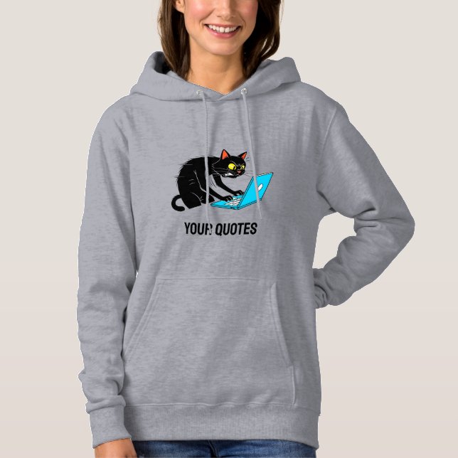 Pull À Capuche Chat surmené tapant sur un ordinateur portable (Devant)