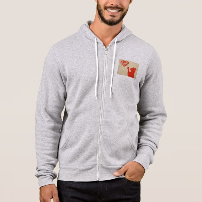 Pull À Capuche Chat Un Coeur Rouge Silhouette Sticker Chasseur Va (Devant)