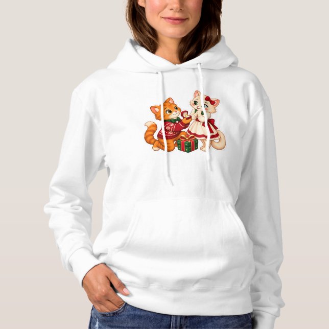 Pull À Capuche Chats de proposition de Noël Engagement Design (Devant)