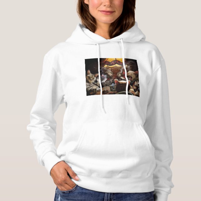 Pull À Capuche Chats jouant au poker (Devant)
