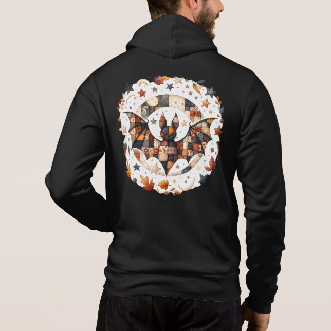 Pull À Capuche Chauve-souris patchwork d'Halloween aux couleurs d (Dos)
