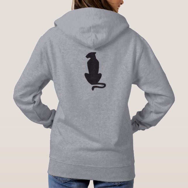 Pull À Capuche Chemise à capuche grise silhouette de chat noir fe (Dos)
