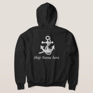 Pull À Capuche Chemise - Ancre de navire avec nom (dos)