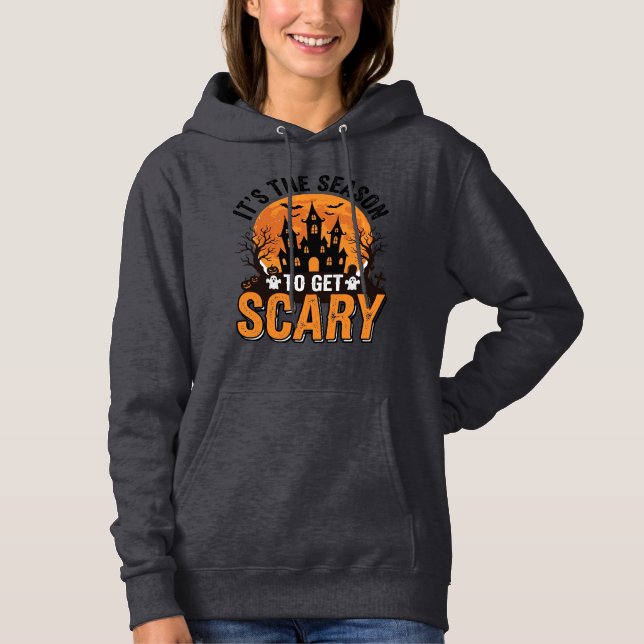 Pull À Capuche Chemise Château Hanté Saison Effrayante Halloween  (Devant)
