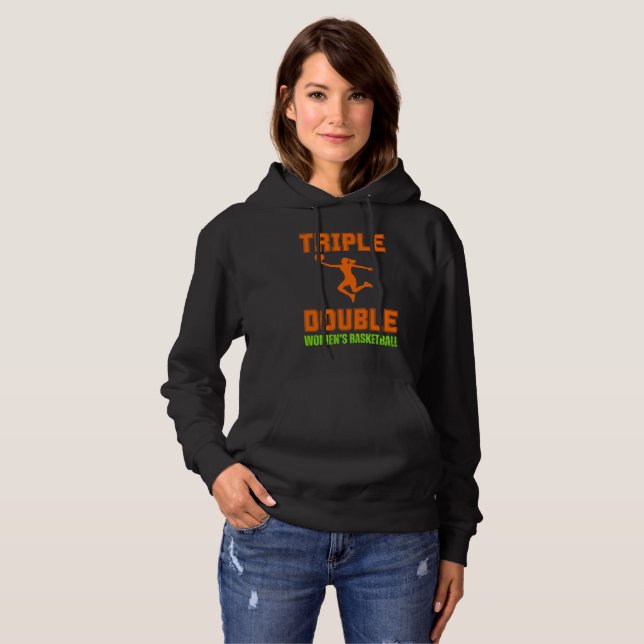 Pull À Capuche Chemise de basket-ball triple double femme (Devant entier)
